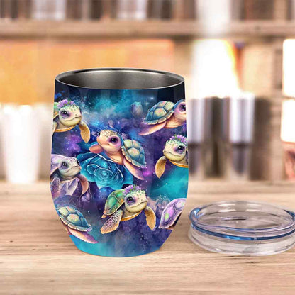 Cute Sea Turtle - Personalized Turtle Wine Tumbler
