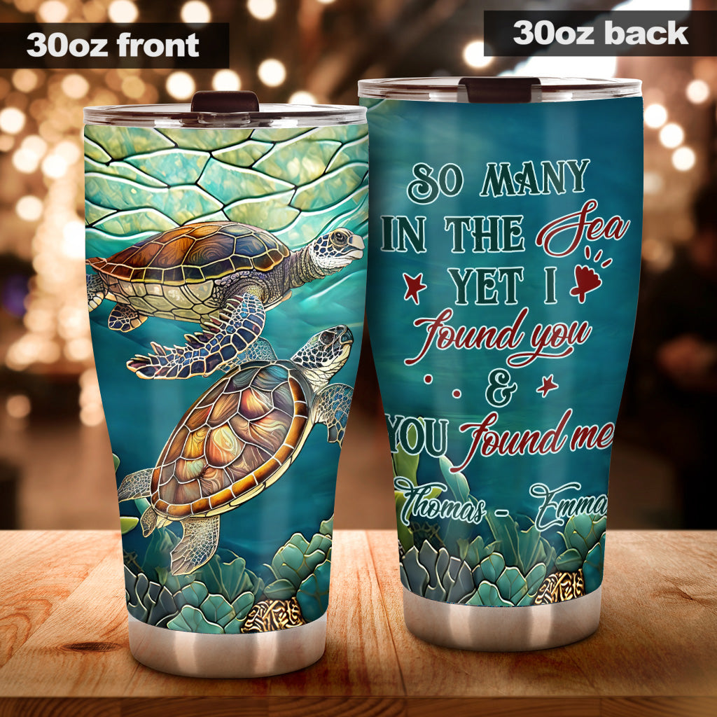 Stained Glass Turtle Couple - Personalized Turtle Tumbler