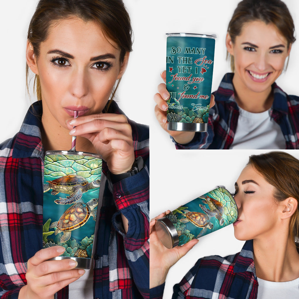 Stained Glass Turtle Couple - Personalized Turtle Tumbler