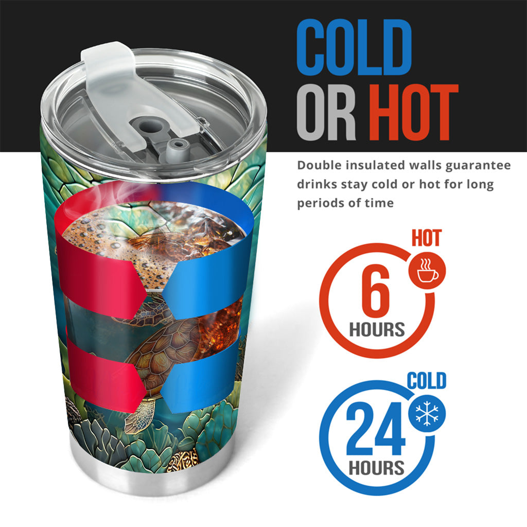 Stained Glass Turtle Couple - Personalized Turtle Tumbler