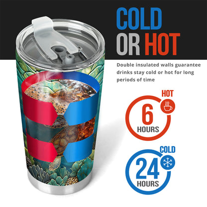 Stained Glass Turtle Couple - Personalized Turtle Tumbler