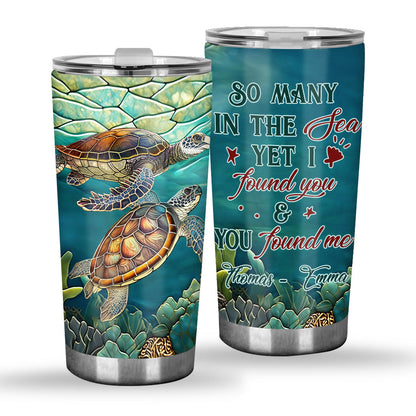 Stained Glass Turtle Couple - Personalized Turtle Tumbler