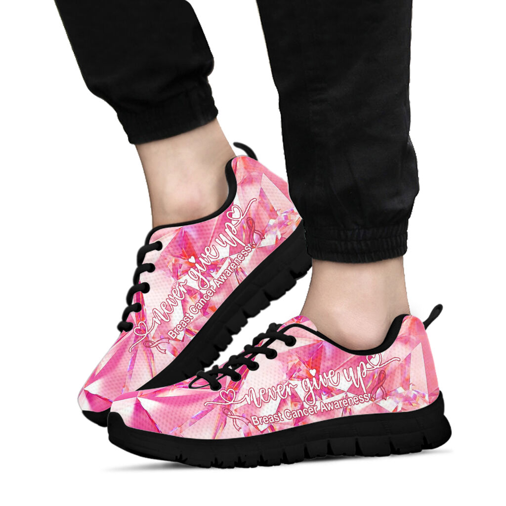 Never Give Up Breast Cancer Awareness Sneakers 0622