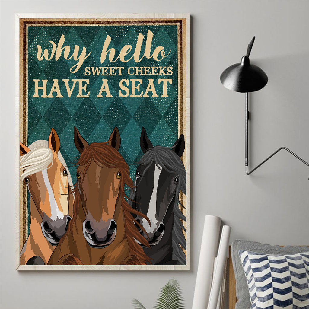 Why Hello Sweet Cheeks - Personalized Horse Canvas And Poster