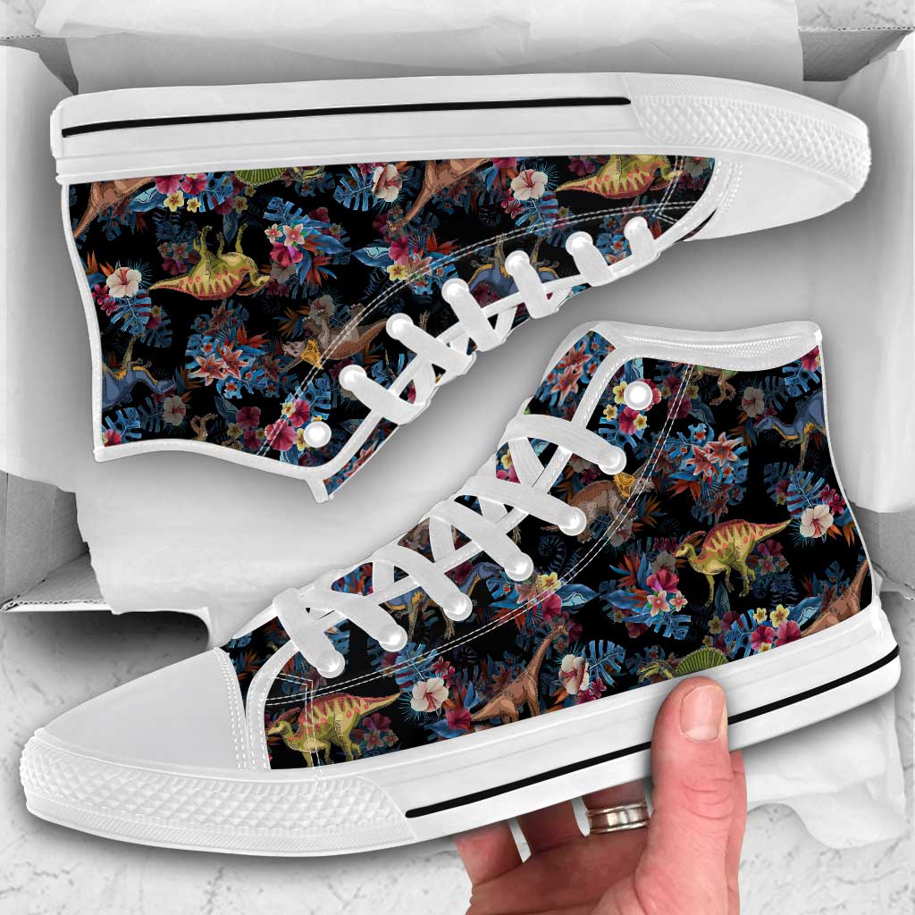 Tropical Dinosaurs Pattern - Dinosaur High Top Shoes