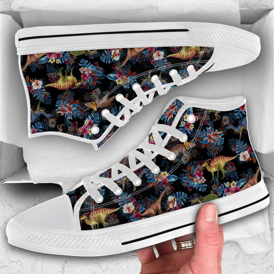 Tropical Dinosaurs Pattern - Dinosaur High Top Shoes