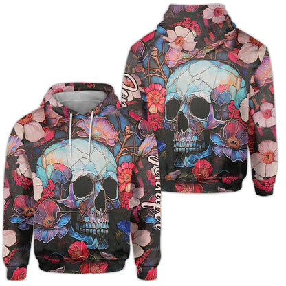 Floral Skull - Personalized Skull Hoodie and Leggings