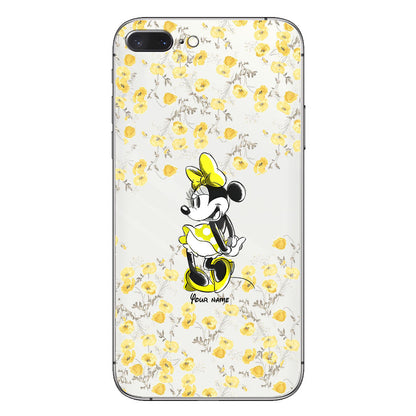 Yellow Floral - Personalized Mouse Clear Phone Case