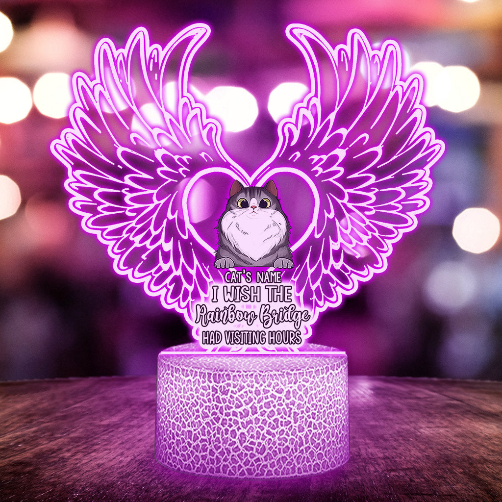 I'll Meet You At The Rainbow Bridge - Personalized Cat Shaped Plaque Light Base