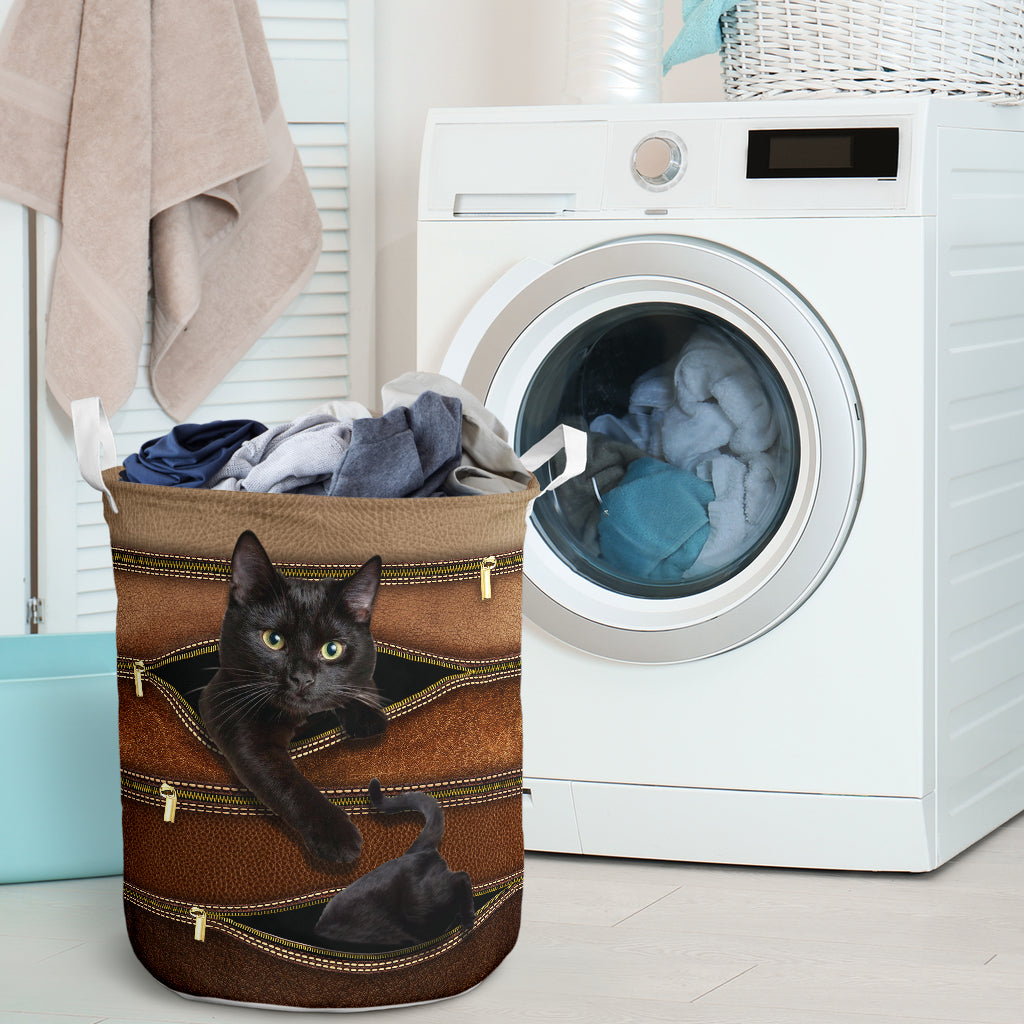 Cat Leather Pattern Print Cat Storage Basket 0622