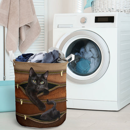 Cat Leather Pattern Print Cat Storage Basket 0622