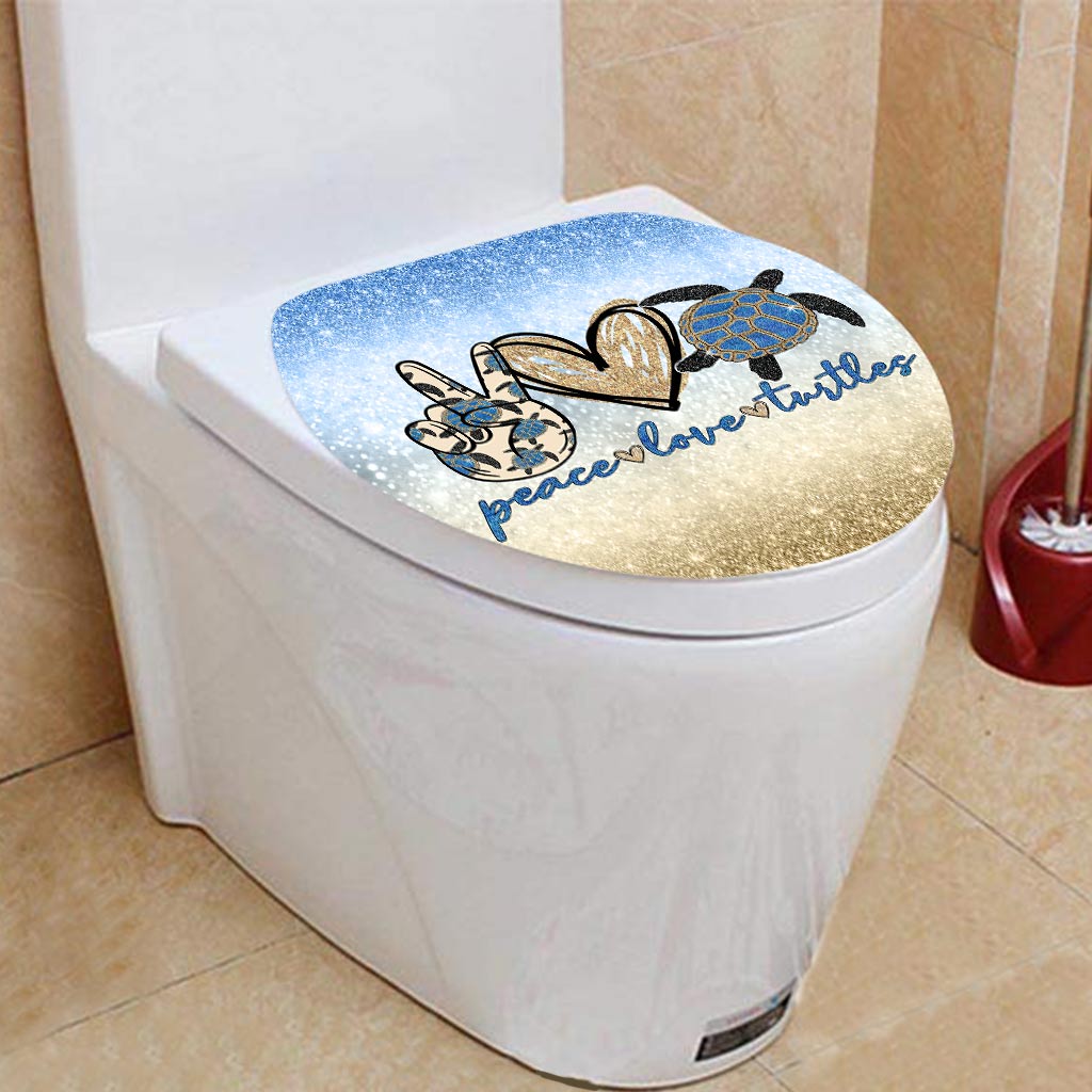 Peace Love Turtle - Turtle Bathroom Curtain & Mats Set