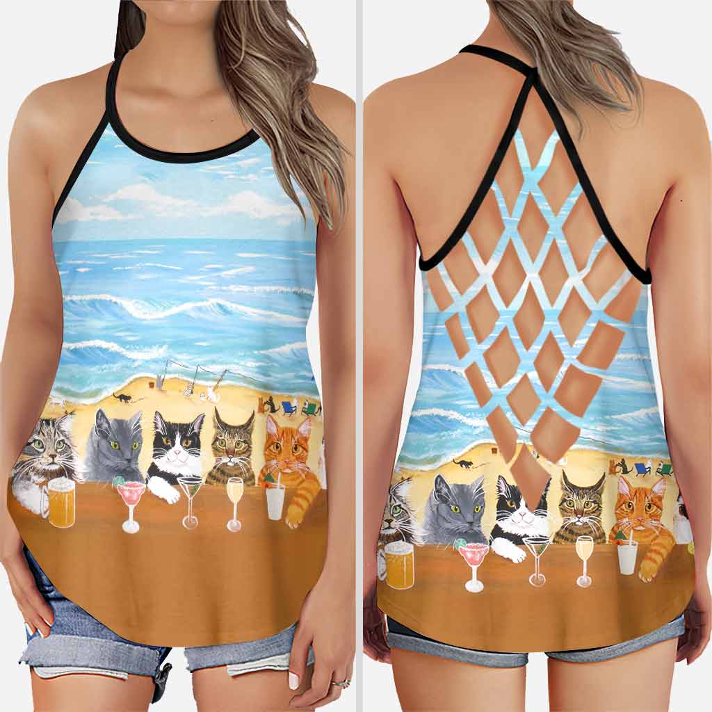 Summer On The Beach - Cat Cross Tank Top