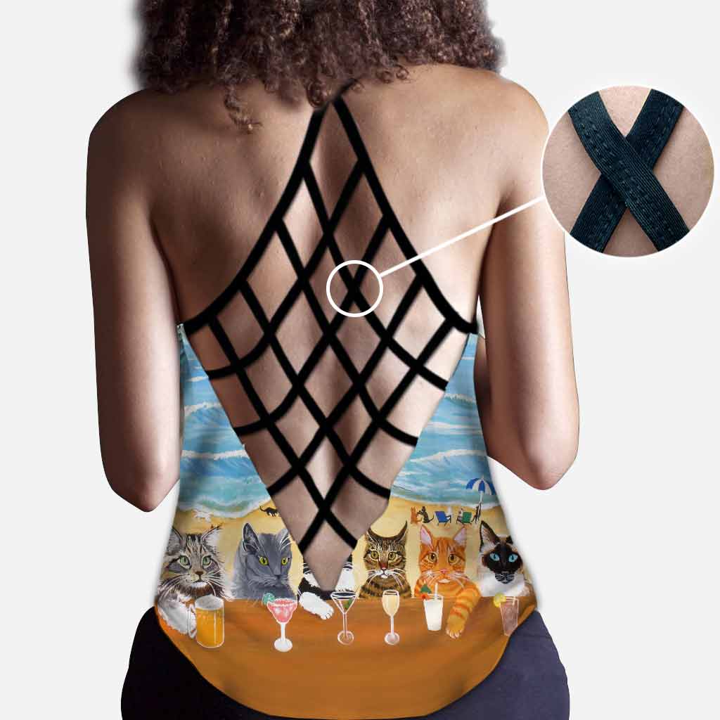 Summer On The Beach - Cat Cross Tank Top