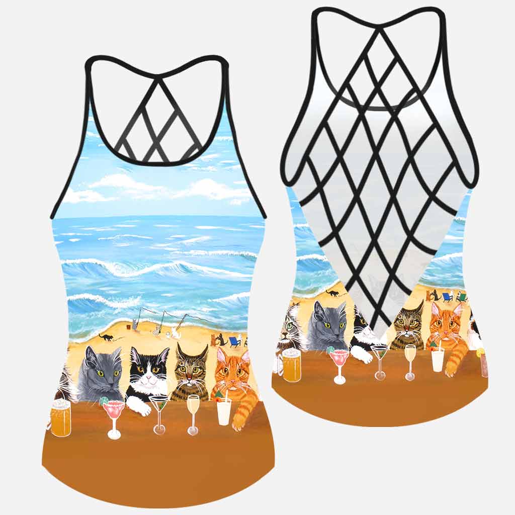 Summer On The Beach - Cat Cross Tank Top