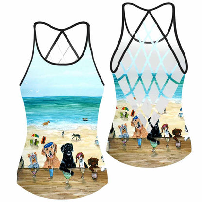 Summer On The Beach - Dog Cross Tank Top