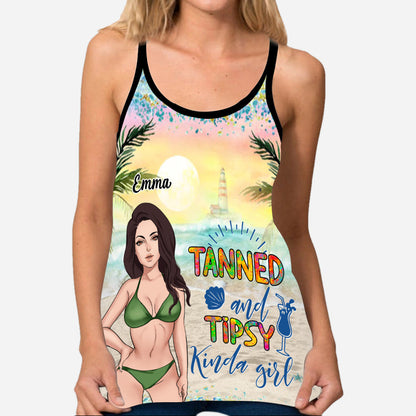 Tanned and Tipsy - Personalized Sea Lover Cross Tank Top