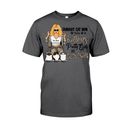 Cat Mom With Tattoos Pretty Eyes And Thick Thighs - Personalized Mother's Day Cat T-shirt and Hoodie