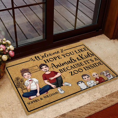 It's A Zoo Inside - Personalized Family Doormat