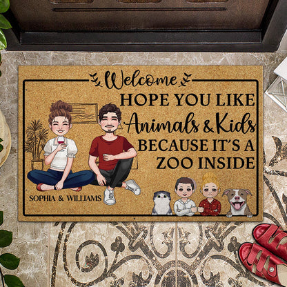 It's A Zoo Inside - Personalized Family Doormat