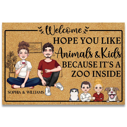 It's A Zoo Inside - Personalized Family Doormat