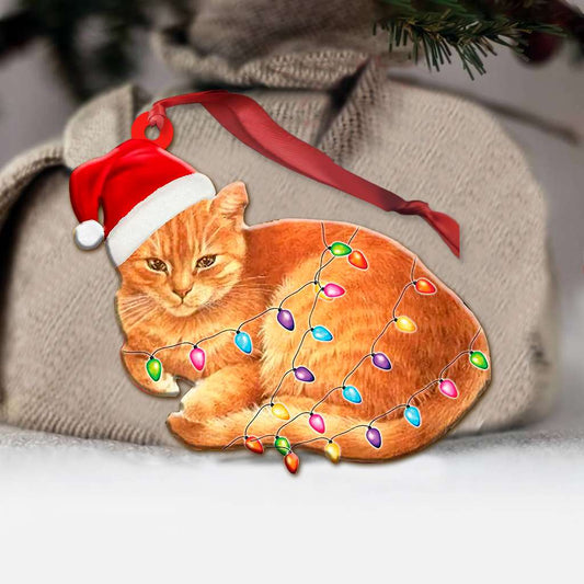 Christmas Light Orange Cat Cute - Cat Ornament (Printed On Both Sides) 1122
