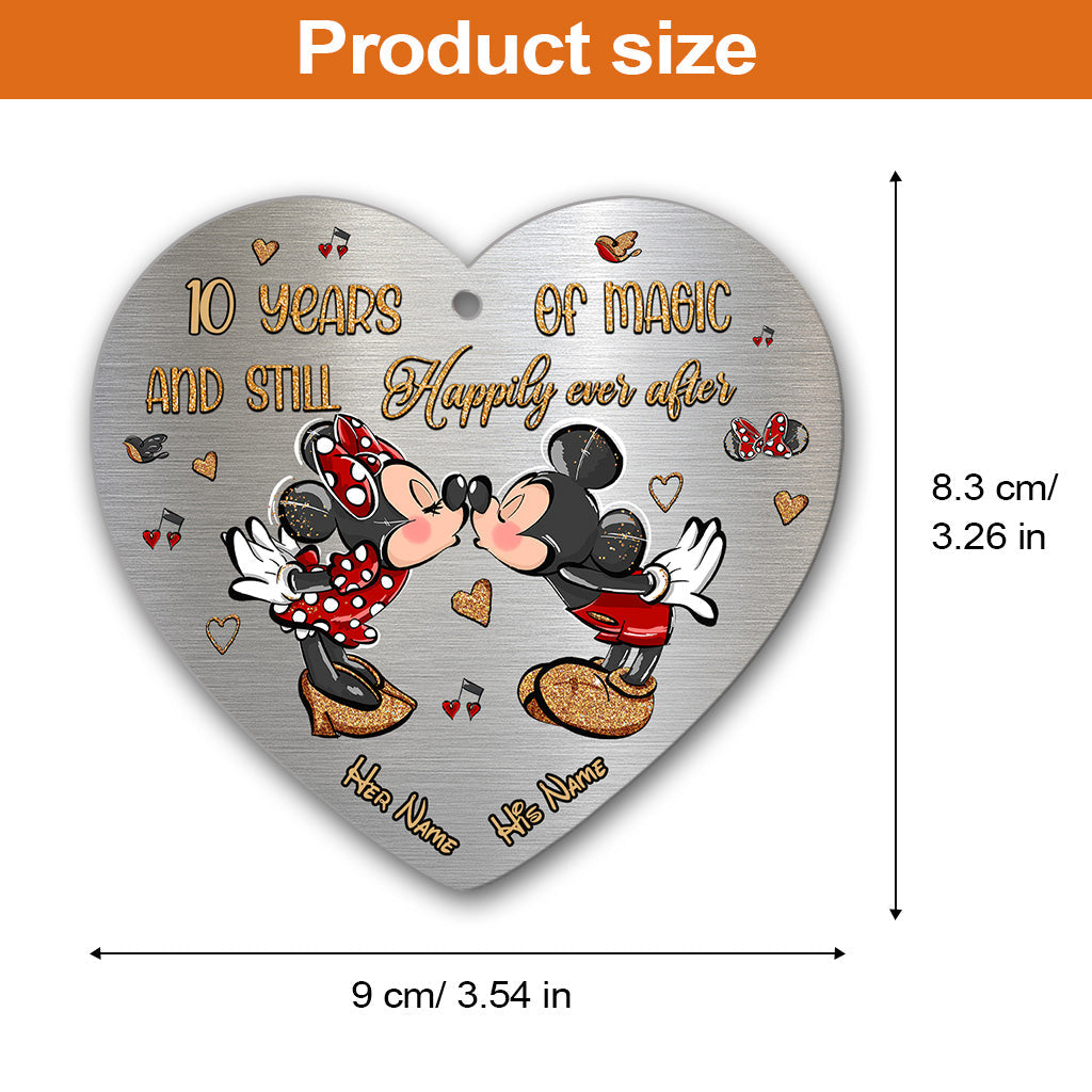 Still Happily Ever After - Personalized Christmas Mouse Heart Aluminium Ornament (Printed On Both Sides)