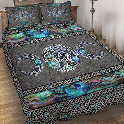 Mystery Spirit Triple Moon - Personalized Witch Quilt Set With 3D Pattern Print