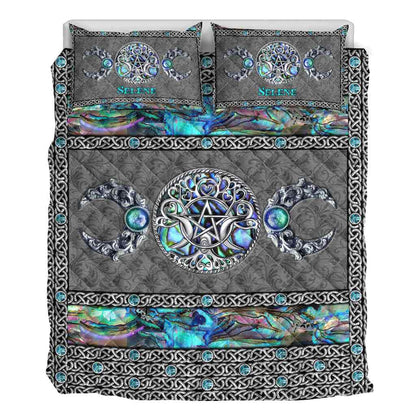 Mystery Spirit Triple Moon - Personalized Witch Quilt Set With 3D Pattern Print