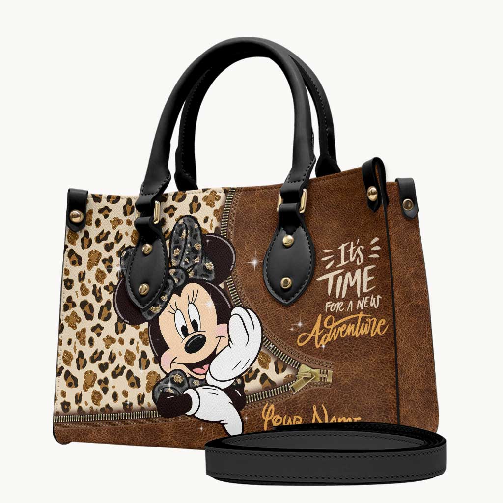 It's Time For A New Adventure - Personalized Mouse Leather Handbag & Luggage Cover