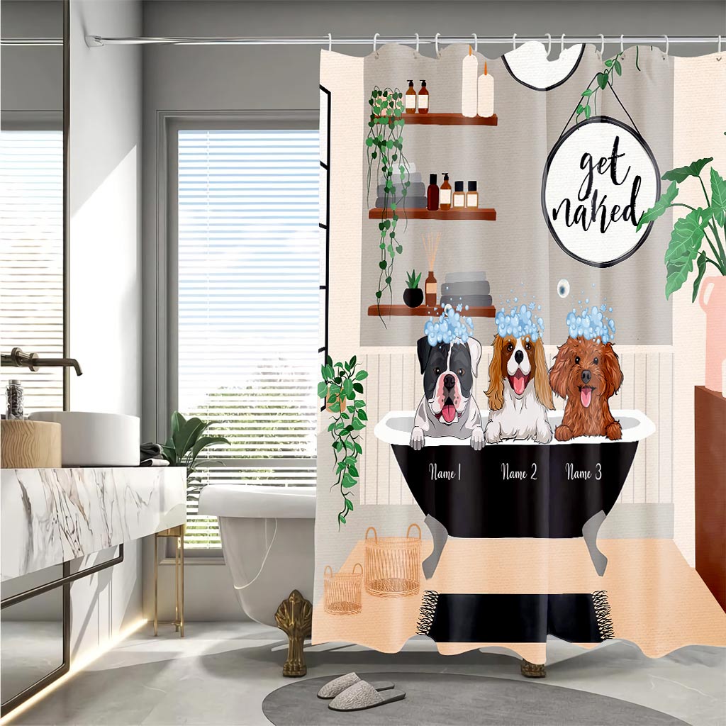 Get Naked - Personalized Dog Shower Curtain