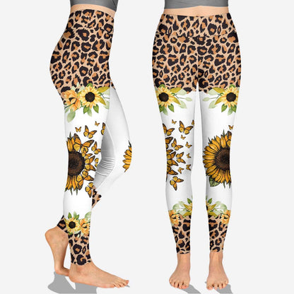 Beautiful Leopard Sunflower My Little Sunshine - Personalized Grandma Hoodie and Leggings