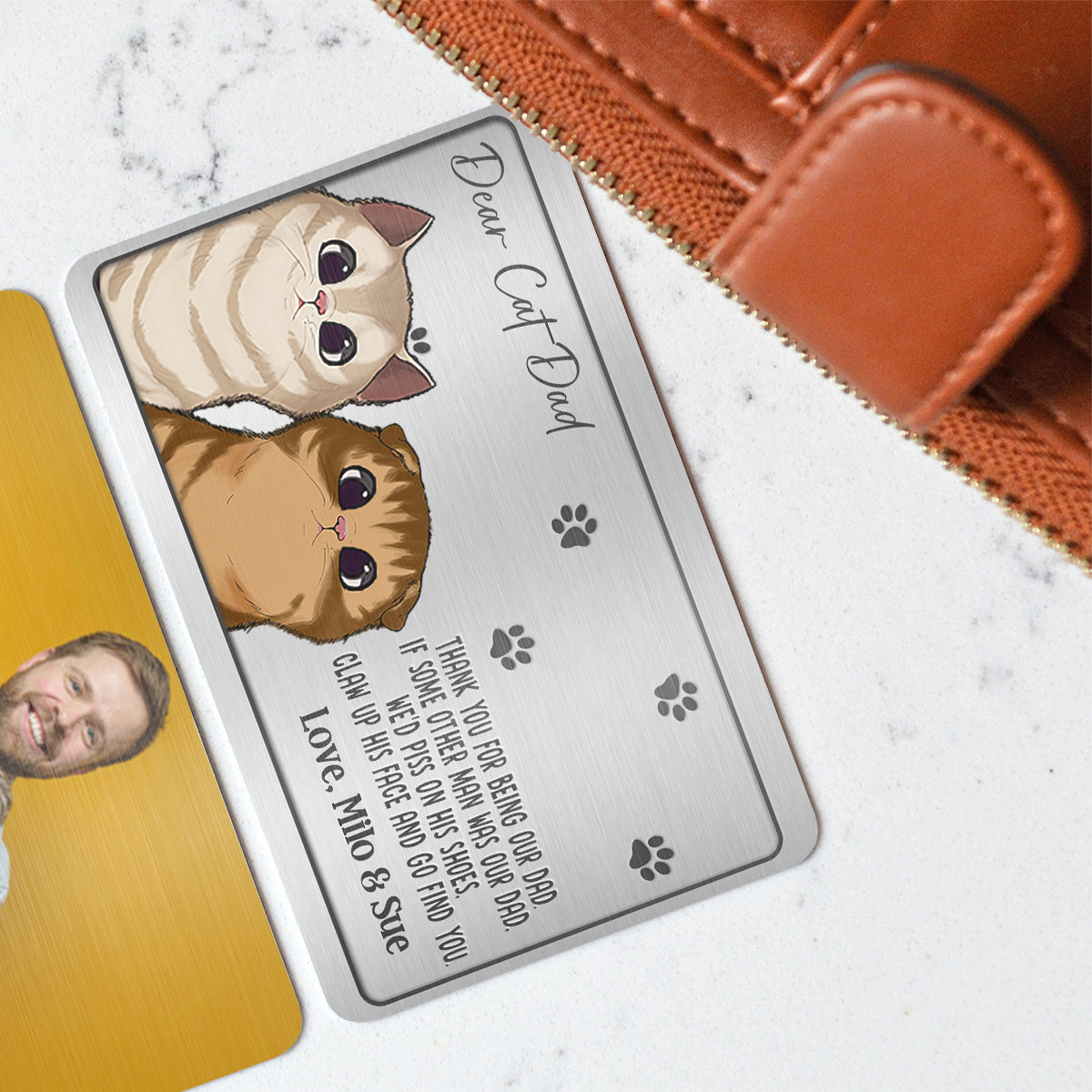 Thank You For Being Our Dad - Personalized Cat Wallet Insert Card