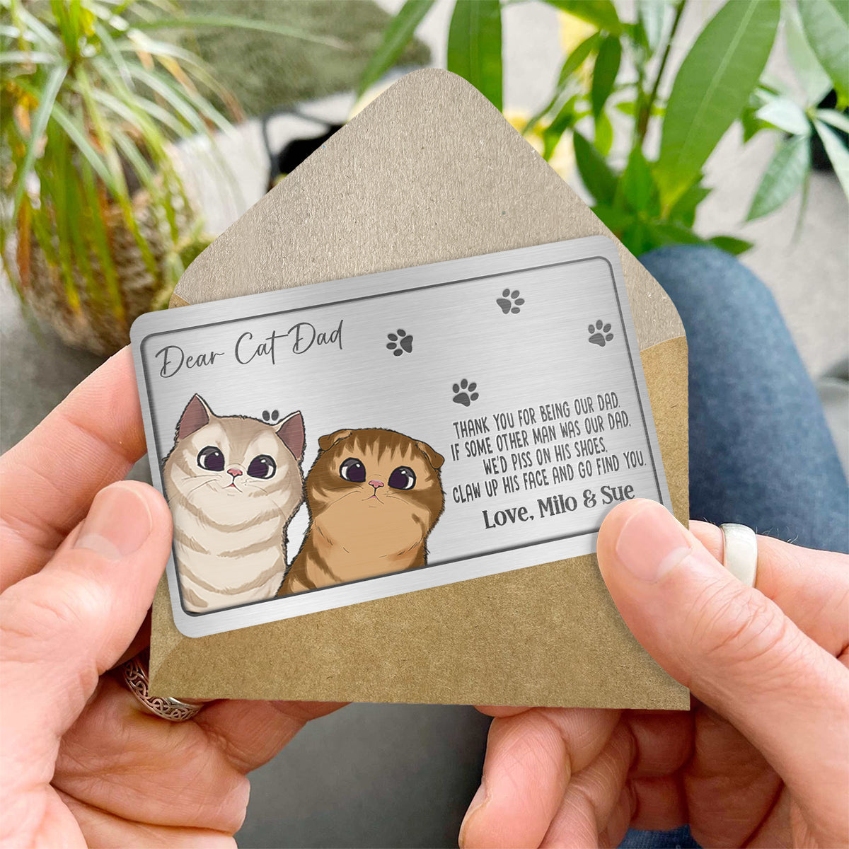 Thank You For Being Our Dad - Personalized Cat Wallet Insert Card