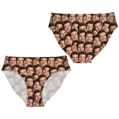 Customizable Printed Face Socks - Personalized Couple Women Briefs & Men Boxer Briefs