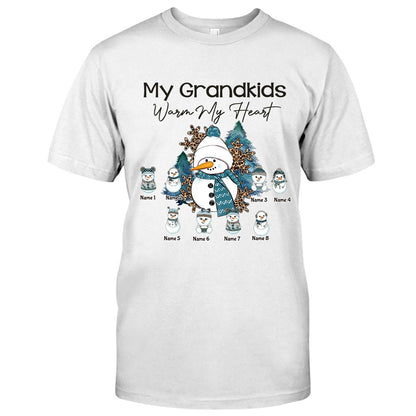 My Grandkids Warm My Heart - Personalized Christmas Grandma T-shirt and Hoodie