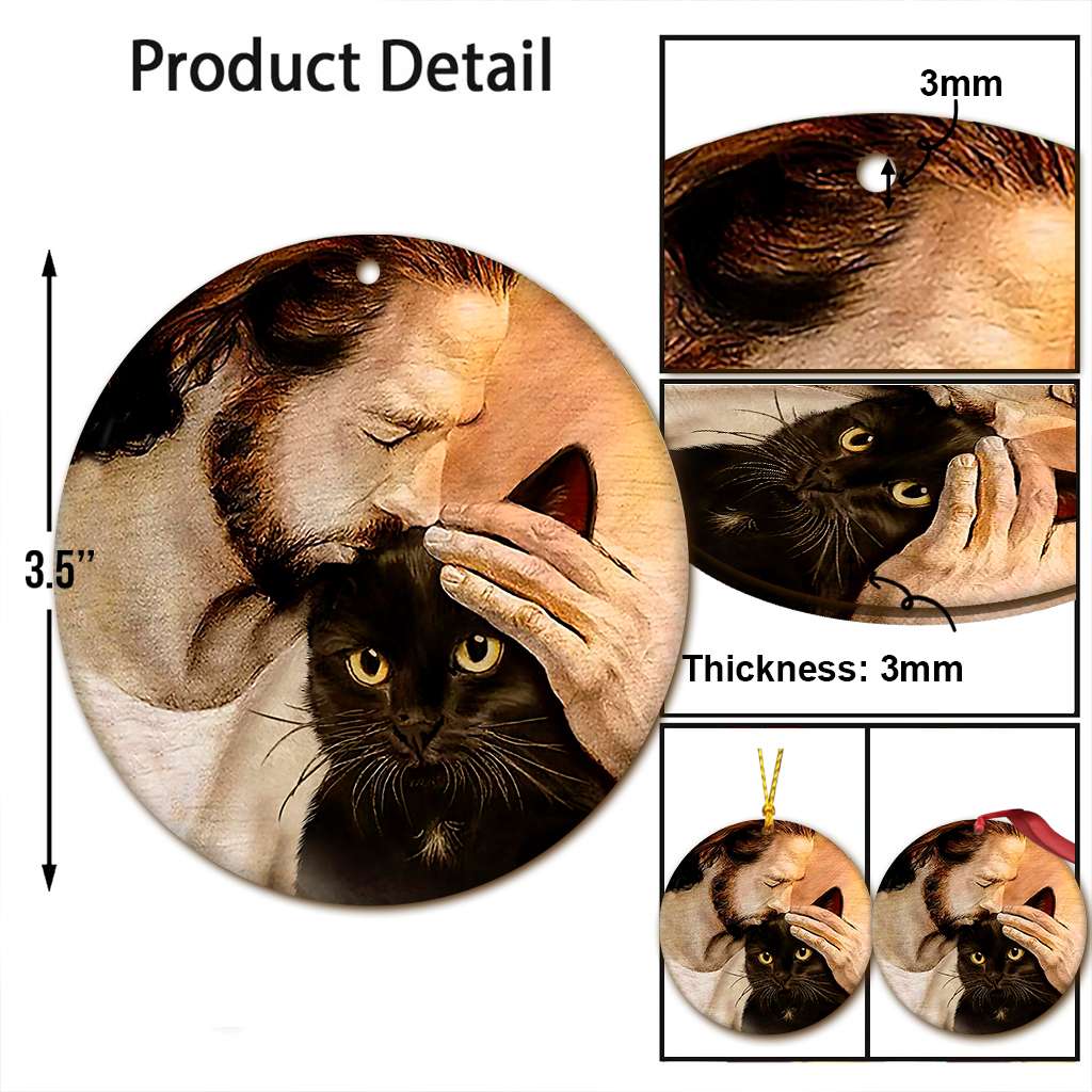 Black Cat With Jesus - Cat Ornament (Printed On Both Sides) 1022