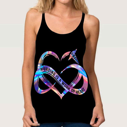 Nursing Is A Work Of Heart Cross Tank Top