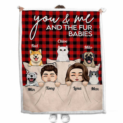 You & Me And The Fur Babies - Personalized Couple Blanket