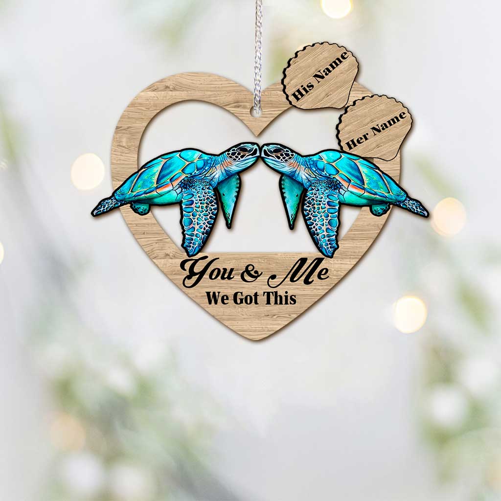 You & Me - Personalized Christmas Turtle Ornament (Printed On Both Sides)