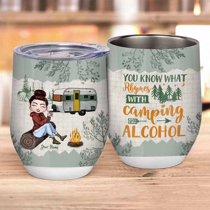You Know What Rhymes With Camping - Personalized Wine Tumbler