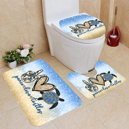 Peace Love Turtle - Turtle Bathroom Curtain & Mats Set