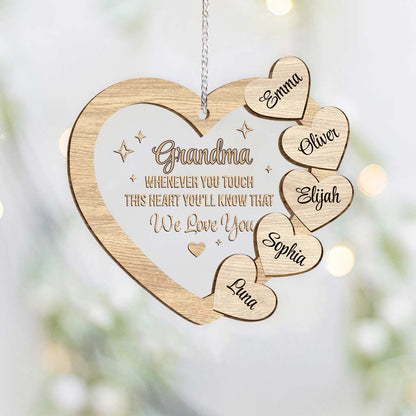 Whenever You Touch This Heart - Personalized Christmas Grandma Layers Mix Ornament