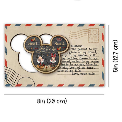 To My Love Mouse Ears Couple - Personalized Christmas Wooden Card Pop Out Ornament