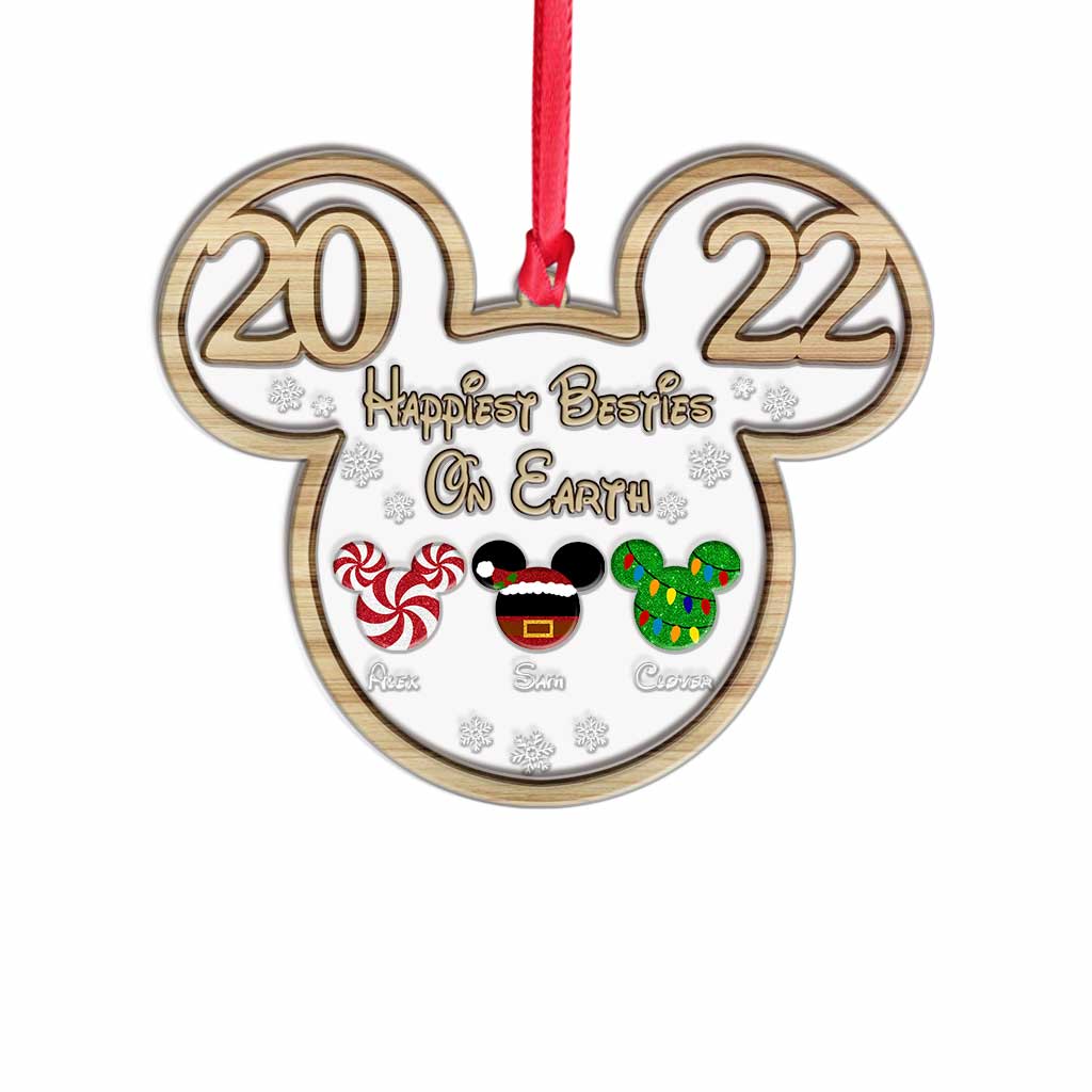 Happiest Besties On Earth - Personalized Christmas Mouse Layers Mix Ornament