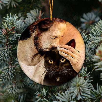 Black Cat With Jesus - Cat Ornament (Printed On Both Sides) 1022