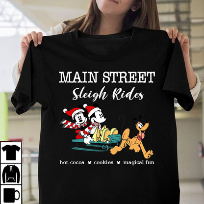 Main Street Sleigh Rides Mouse T-shirt and Hoodie 0823