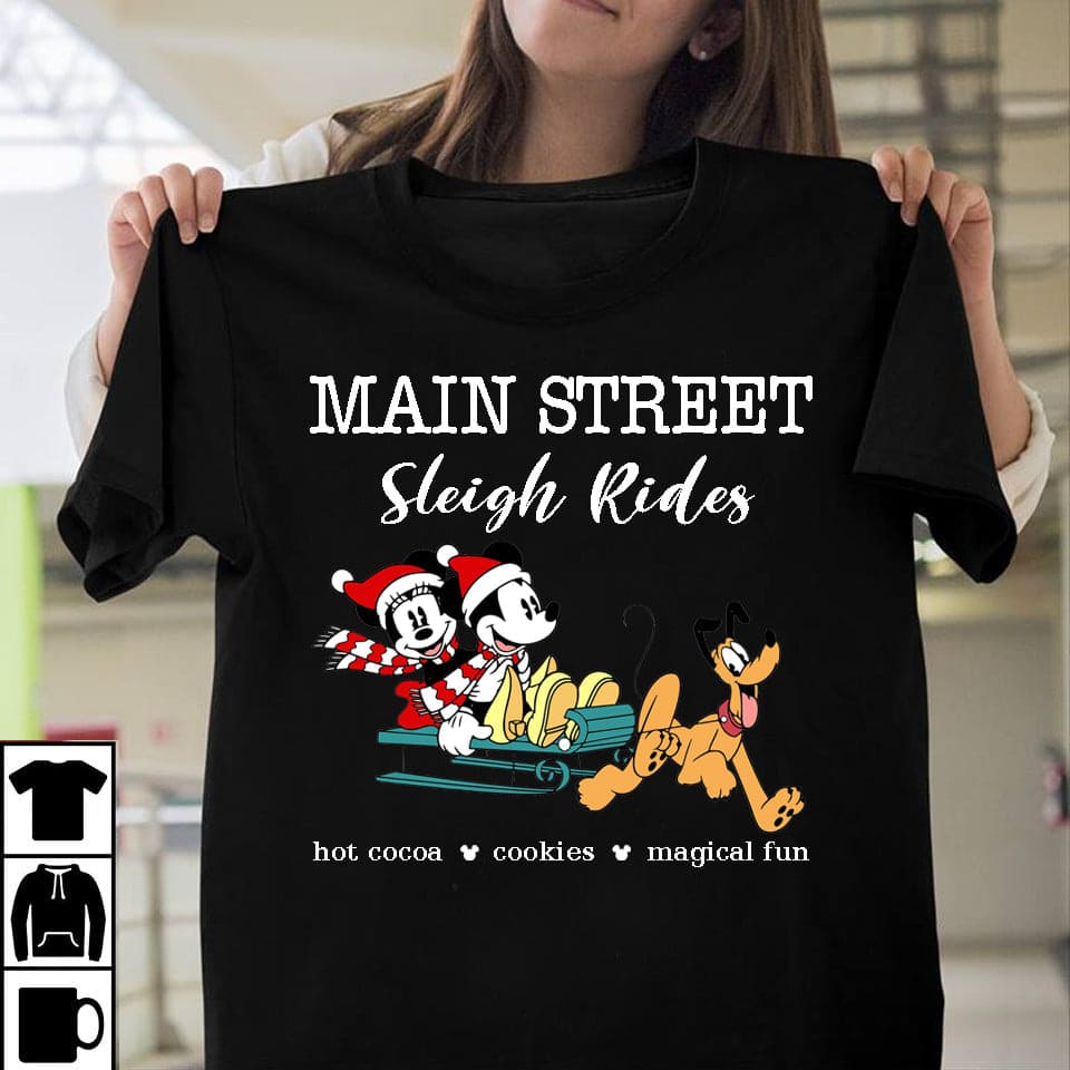 Main Street Sleigh Rides Mouse T-shirt and Hoodie 0823