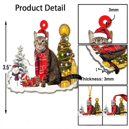 Cat Christmas Tree - Cat Ornament (Printed On Both Sides) 1022