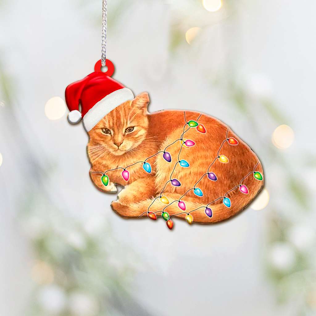 Christmas Light Orange Cat Cute - Cat Ornament (Printed On Both Sides) 1122